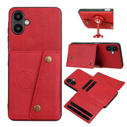 For Galaxy A07 5G Global Double Buckle Card Slots Magnetic Phone Case - Red - EDA007149709E