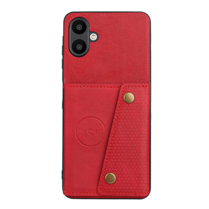 For Galaxy A07 5G Global Double Buckle Card Slots Magnetic Phone Case - Red - EDA007149709E