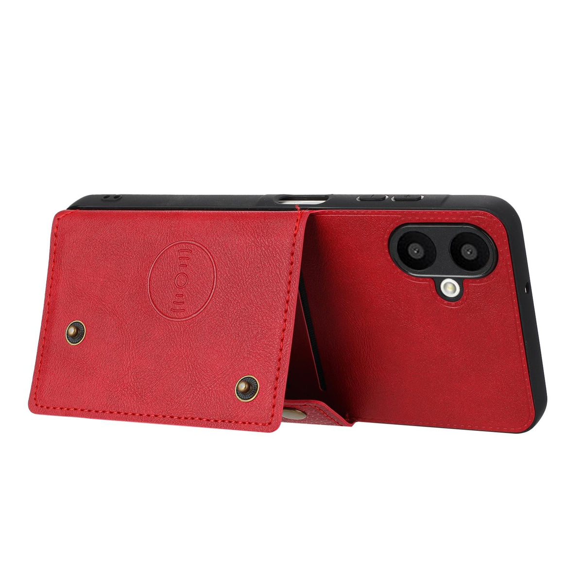 For Galaxy A07 5G Global Double Buckle Card Slots Magnetic Phone Case - Red - EDA007149709E