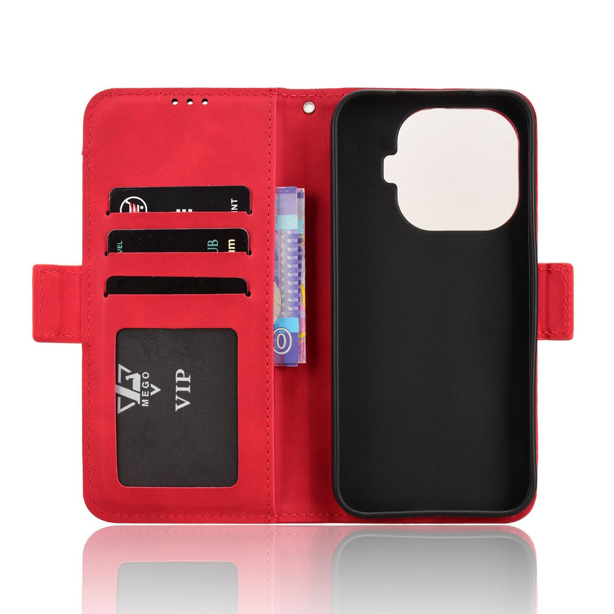 For Xiaomi 17T Pro 5G Skin Feel Calf Texture Card Slots Leather Phone Case - Red - EDA007152115C