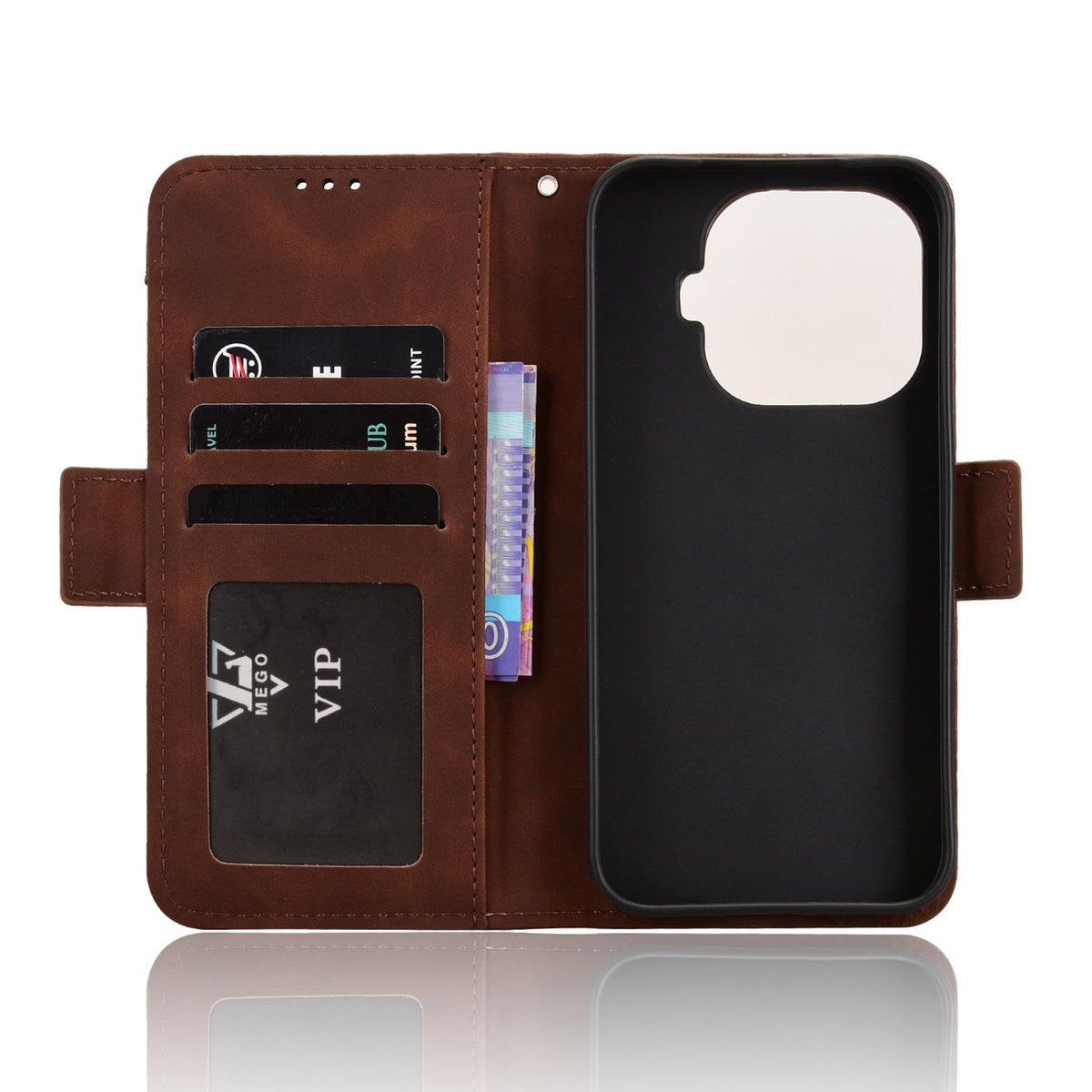 For Xiaomi 17T Pro 5G Skin Feel Calf Texture Card Slots Leather Phone Case - Brown - EDA007152115E