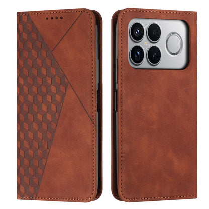 For Redmi K90 Pro Max / Poco F8 Ultra Diamond Splicing Skin Feel Magnetic Leather Phone Case(Brown)