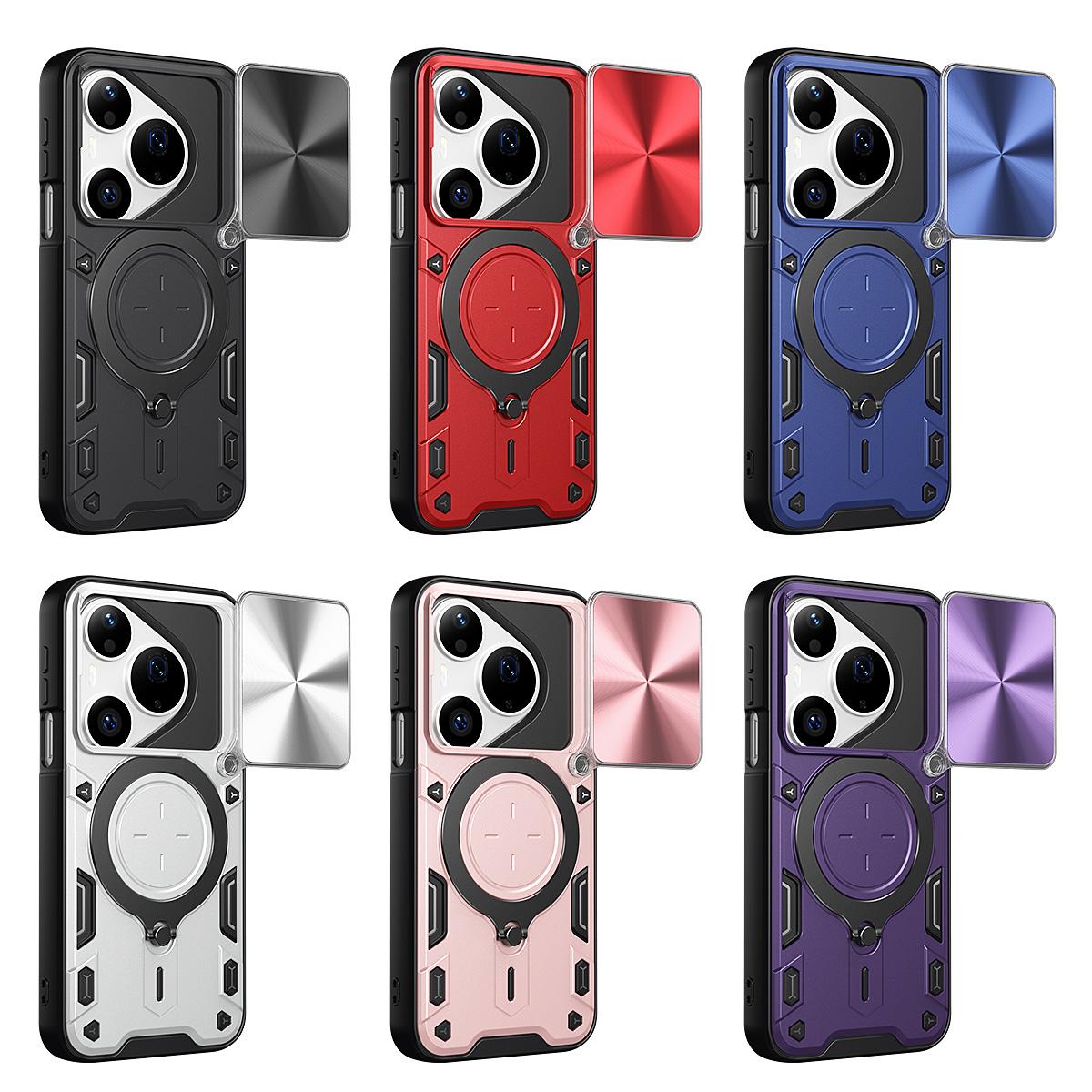 For Huawei Pura 90 Pro 5G CD Texture Sliding Camshield Magnetic Holder Phone Case - Blue - EDA007175204D