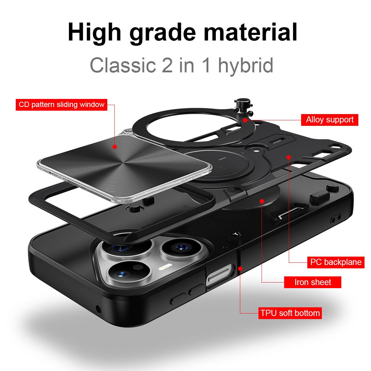 For Huawei Pura 90 Pro 5G CD Texture Sliding Camshield Magnetic Holder Phone Case - Silver - EDA007175204E