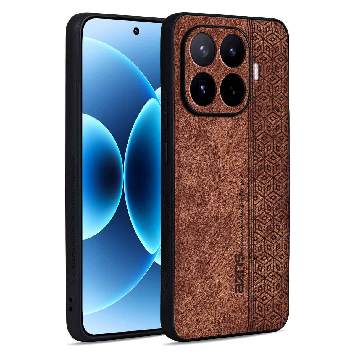 For Xiaomi 17T Pro 5G AZNS 3D Embossed Skin Feel Phone Case - Brown - EDA007177216E