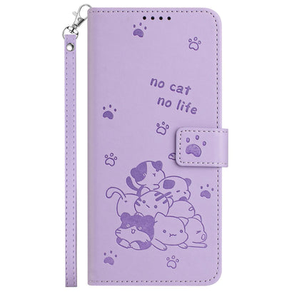 For Redmi K90 Pro Max / Poco F8 Ultra Embossed Kitten Phone Leather Case with Lanyard(Purple)
