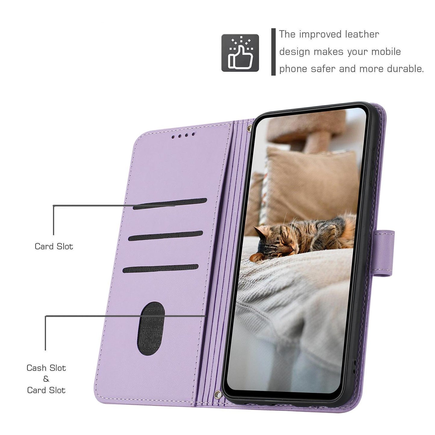 For Redmi K90 Pro Max / Poco F8 Ultra Embossed Kitten Phone Leather Case with Lanyard(Purple)