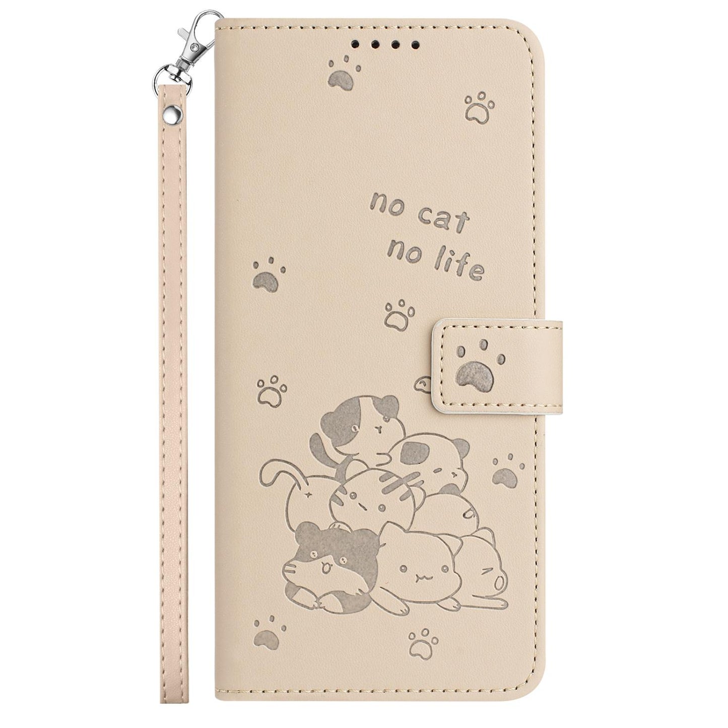 For Redmi K90 Pro Max / Poco F8 Ultra Embossed Kitten Phone Leather Case with Lanyard(Beige)