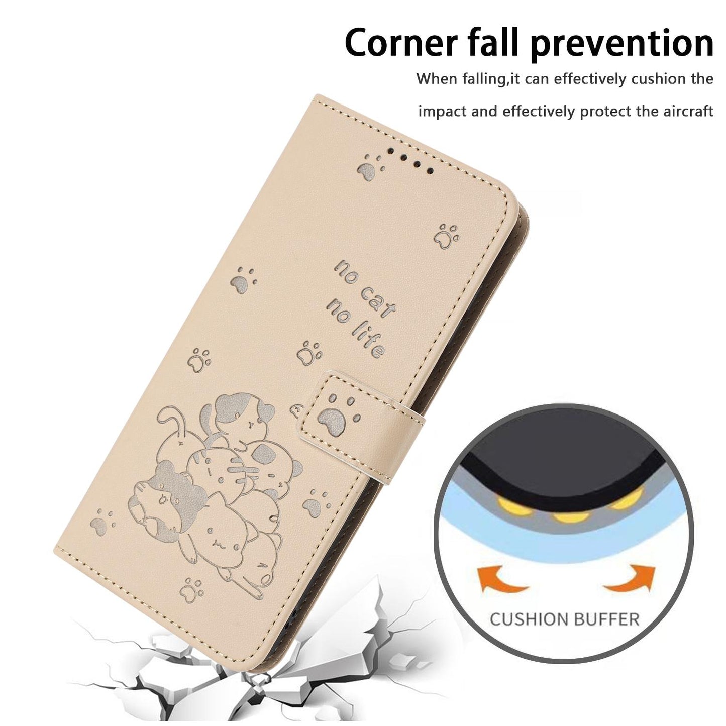 For Redmi K90 Pro Max / Poco F8 Ultra Embossed Kitten Phone Leather Case with Lanyard(Beige)