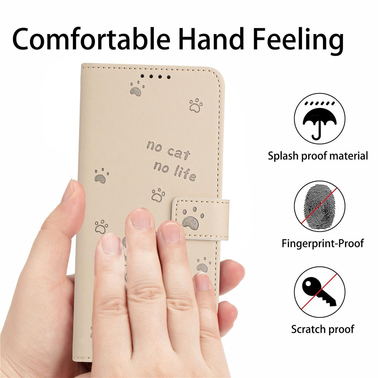 For Redmi K90 Pro Max / Poco F8 Ultra Embossed Kitten Phone Leather Case with Lanyard(Beige)
