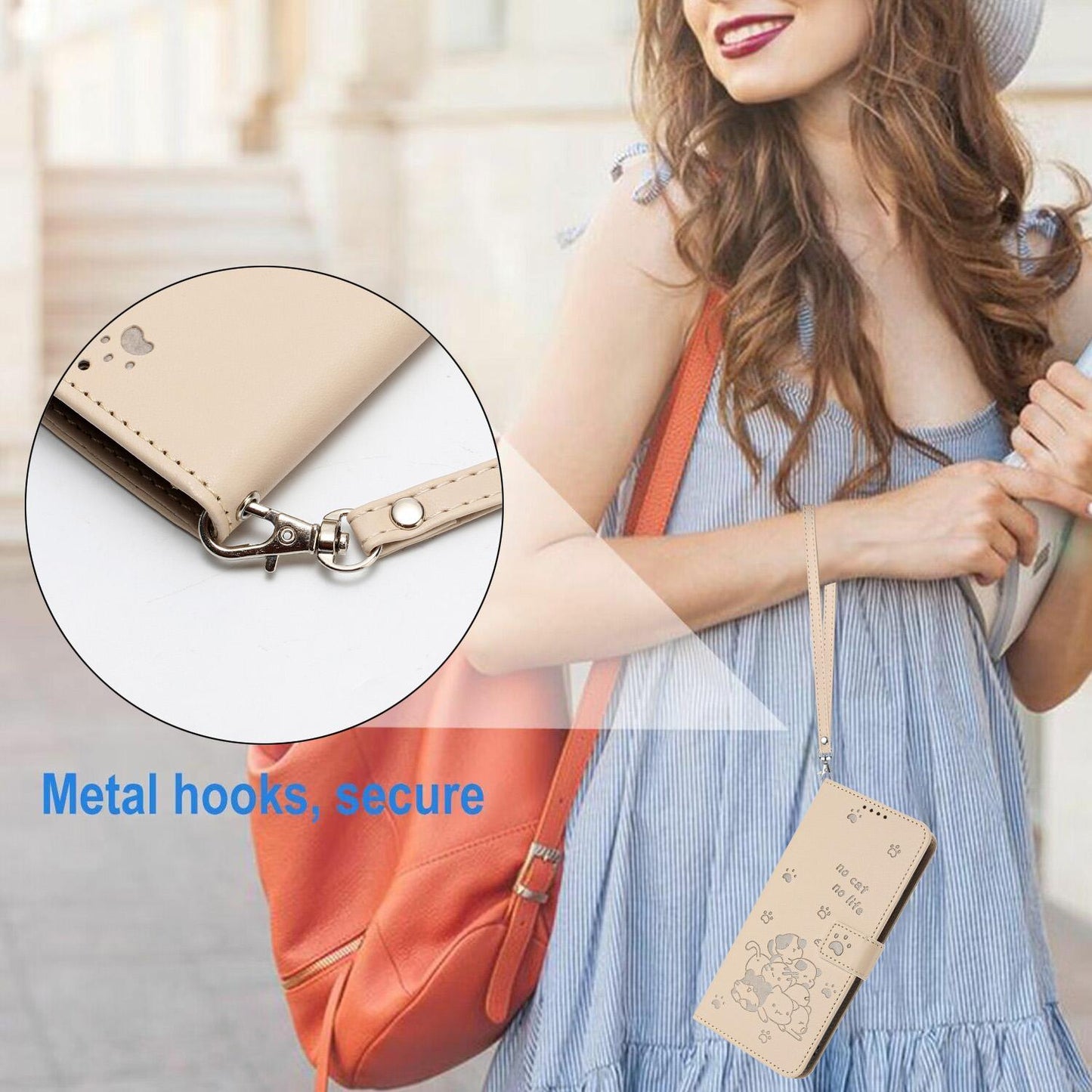 For Redmi K90 Pro Max / Poco F8 Ultra Embossed Kitten Phone Leather Case with Lanyard(Beige)