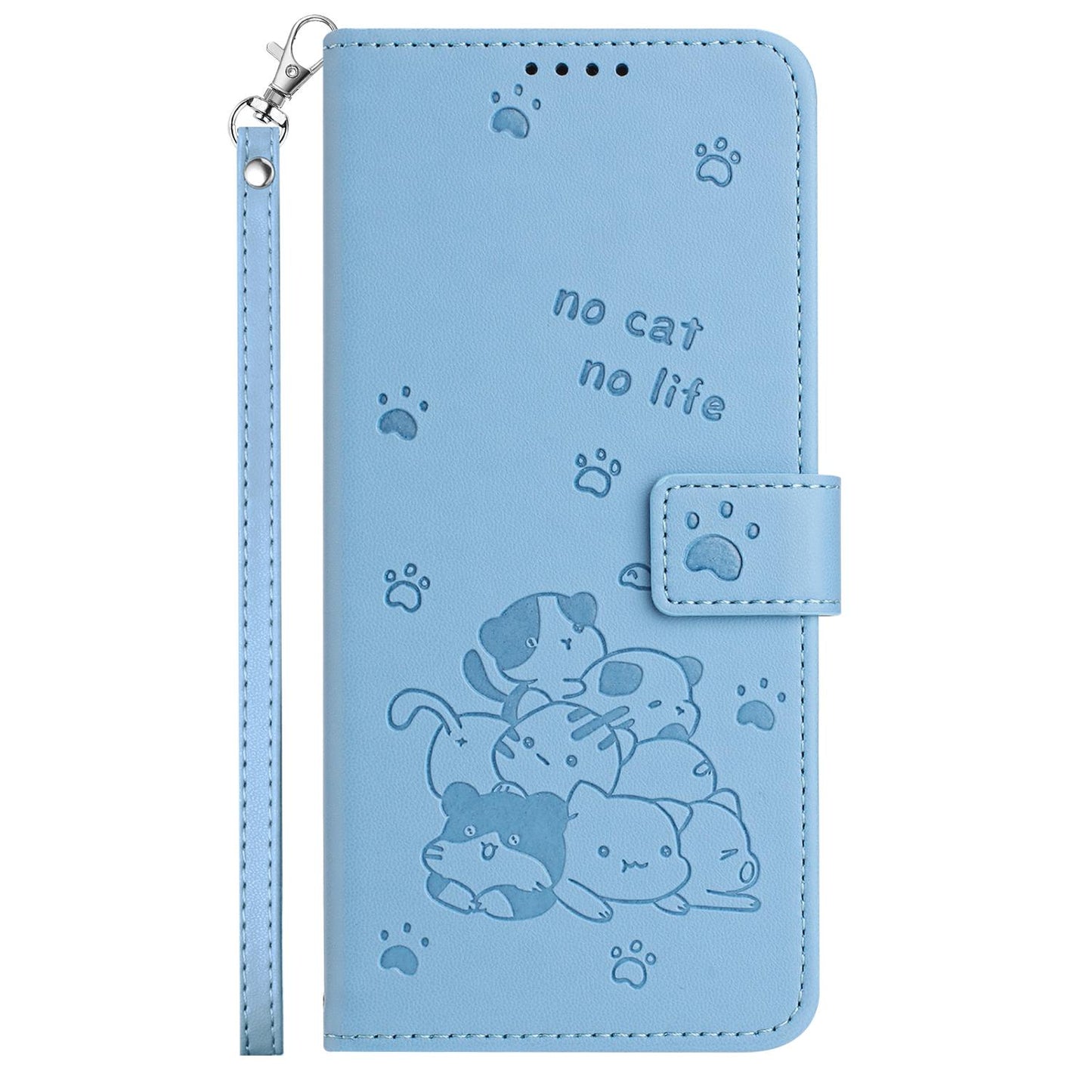 For Redmi K90 Pro Max / Poco F8 Ultra Embossed Kitten Phone Leather Case with Lanyard(Blue)