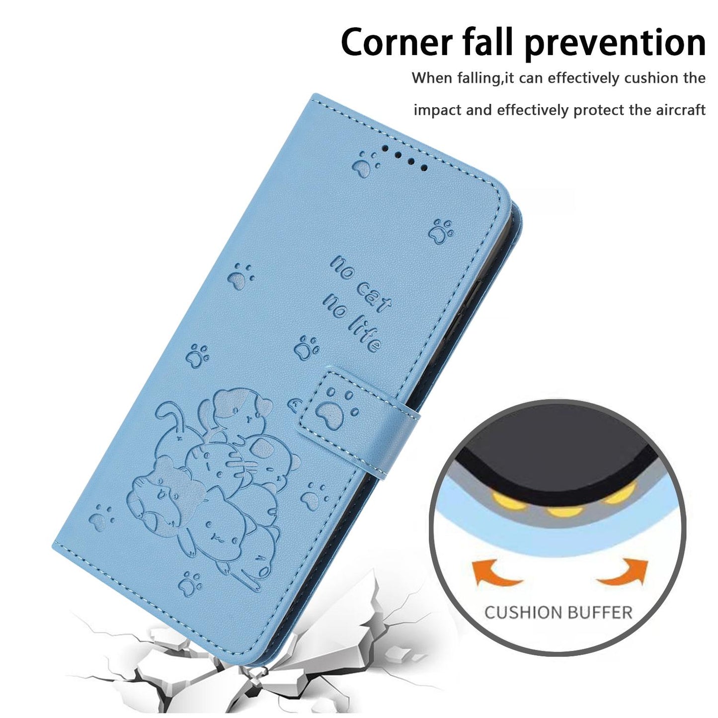 For Redmi K90 Pro Max / Poco F8 Ultra Embossed Kitten Phone Leather Case with Lanyard(Blue)