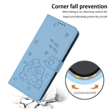For Redmi K90 Pro Max / Poco F8 Ultra Embossed Kitten Phone Leather Case with Lanyard(Blue)