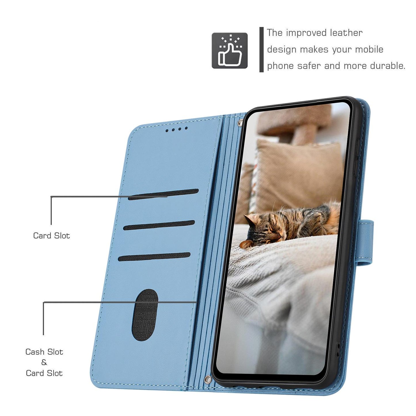 For Redmi K90 Pro Max / Poco F8 Ultra Embossed Kitten Phone Leather Case with Lanyard(Blue)