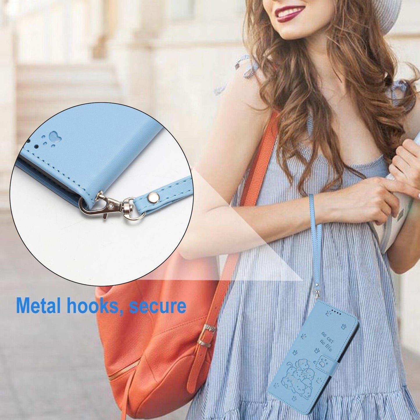 For Redmi K90 Pro Max / Poco F8 Ultra Embossed Kitten Phone Leather Case with Lanyard(Blue)