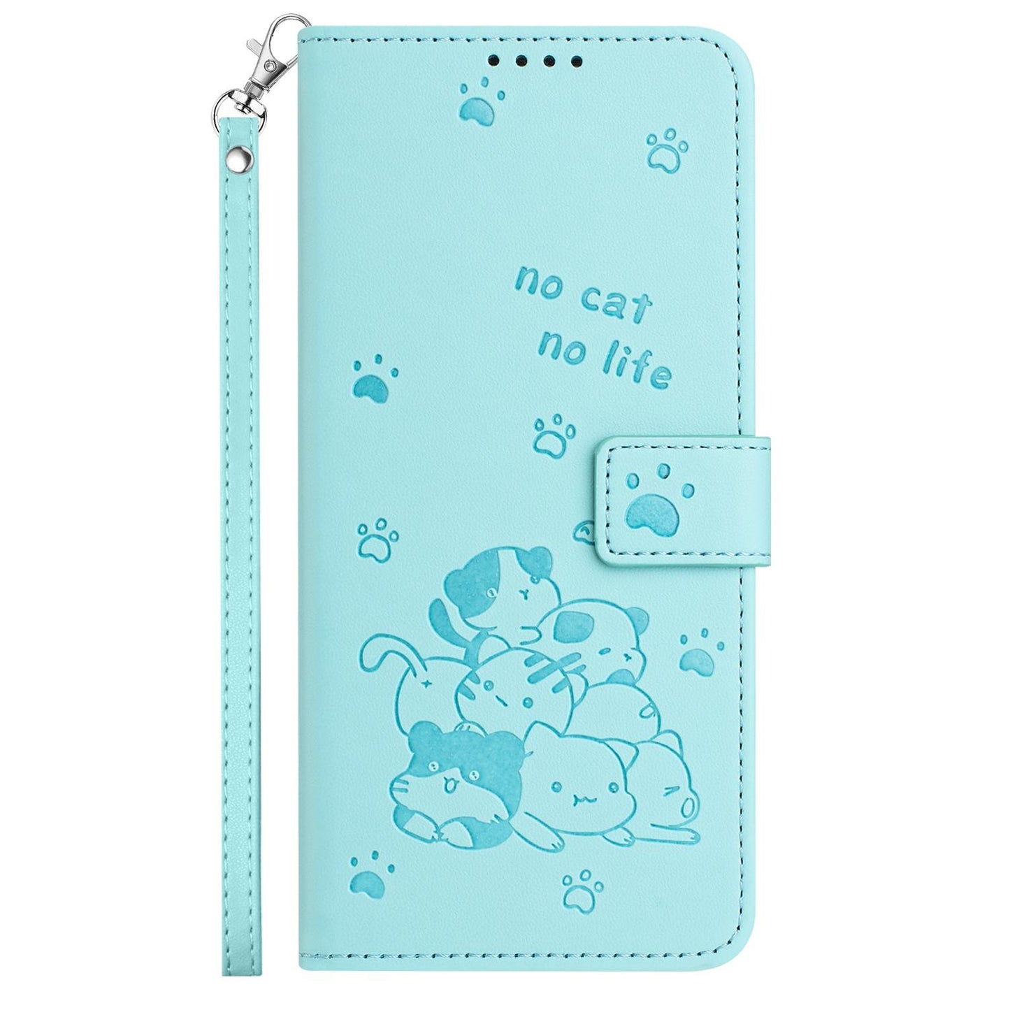 For Redmi K90 Pro Max / Poco F8 Ultra Embossed Kitten Phone Leather Case with Lanyard(Mint Green)