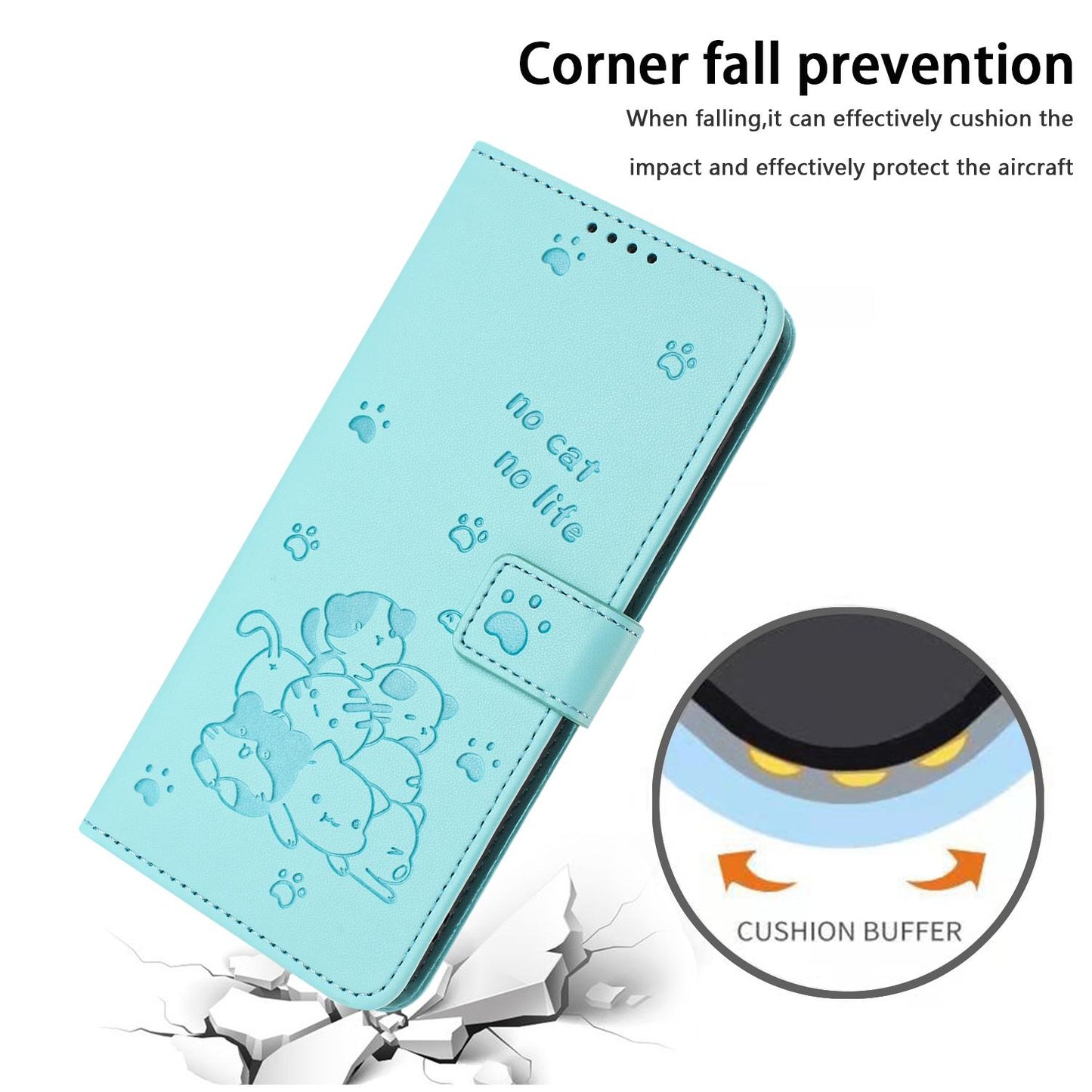 For Redmi K90 Pro Max / Poco F8 Ultra Embossed Kitten Phone Leather Case with Lanyard(Mint Green)