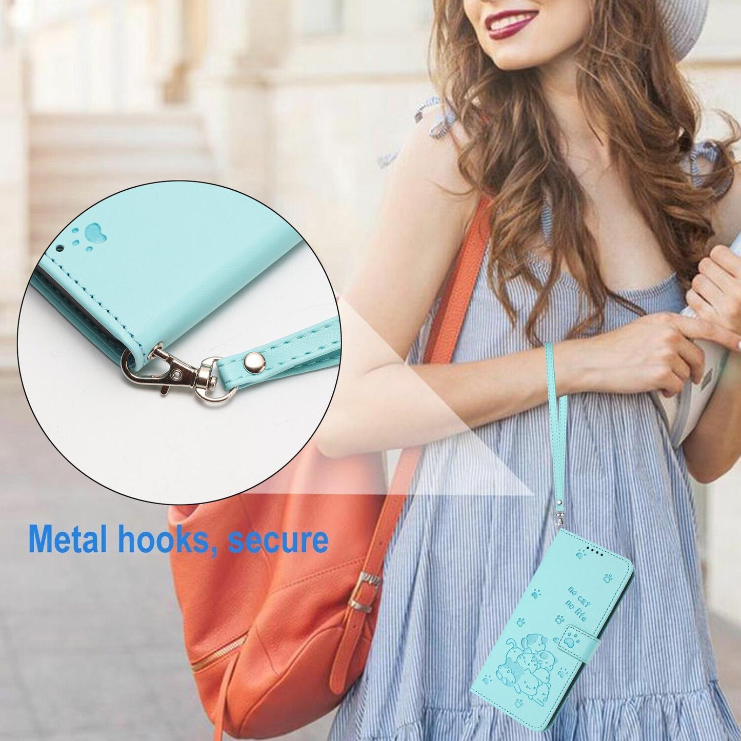 For Redmi K90 Pro Max / Poco F8 Ultra Embossed Kitten Phone Leather Case with Lanyard(Mint Green)