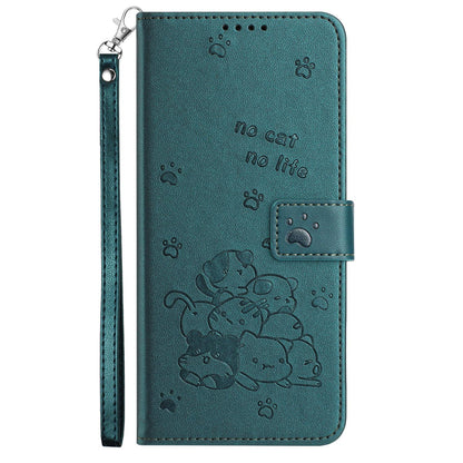 For Redmi K90 Pro Max / Poco F8 Ultra Embossed Kitten Phone Leather Case with Lanyard(Dark Green)