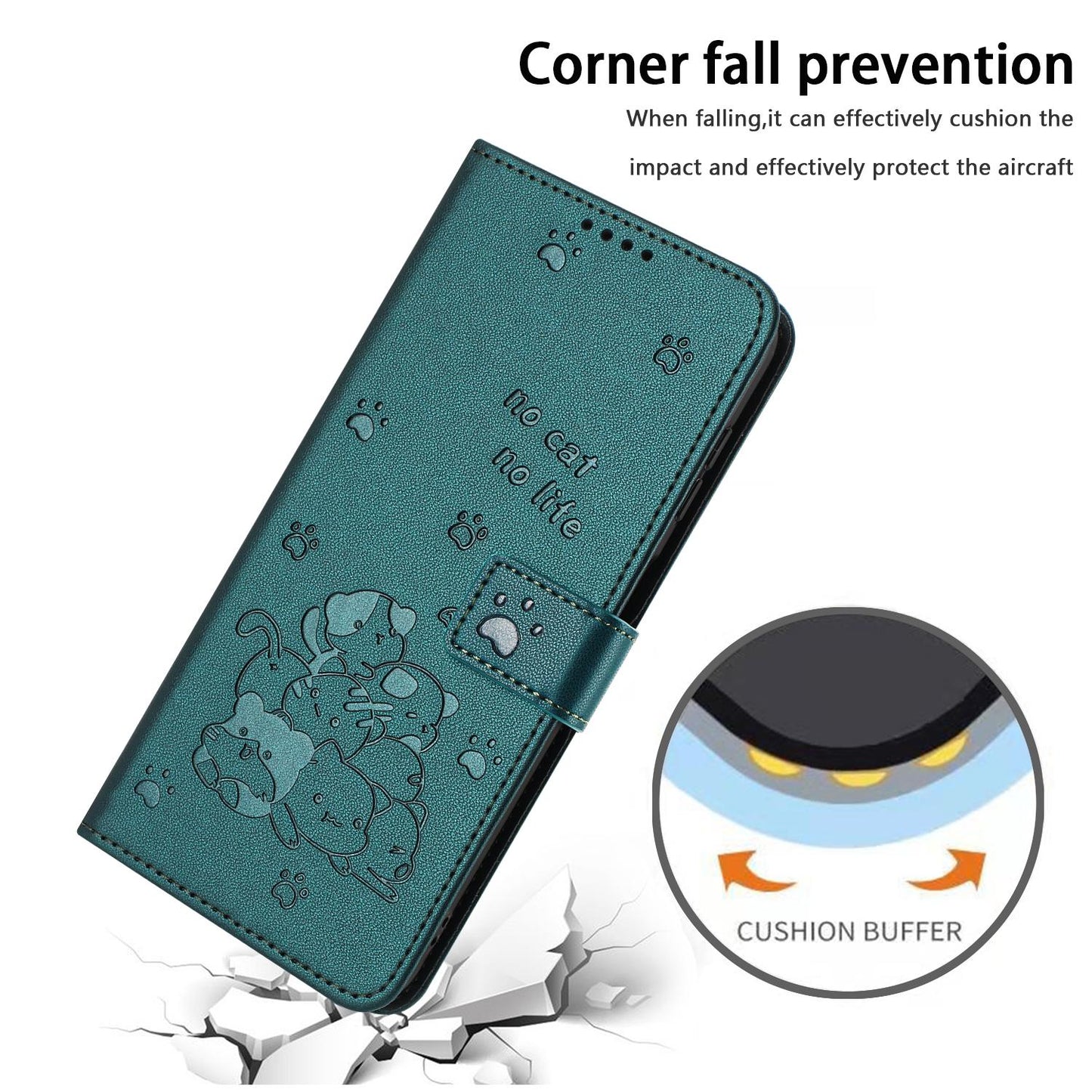For Redmi K90 Pro Max / Poco F8 Ultra Embossed Kitten Phone Leather Case with Lanyard(Dark Green)