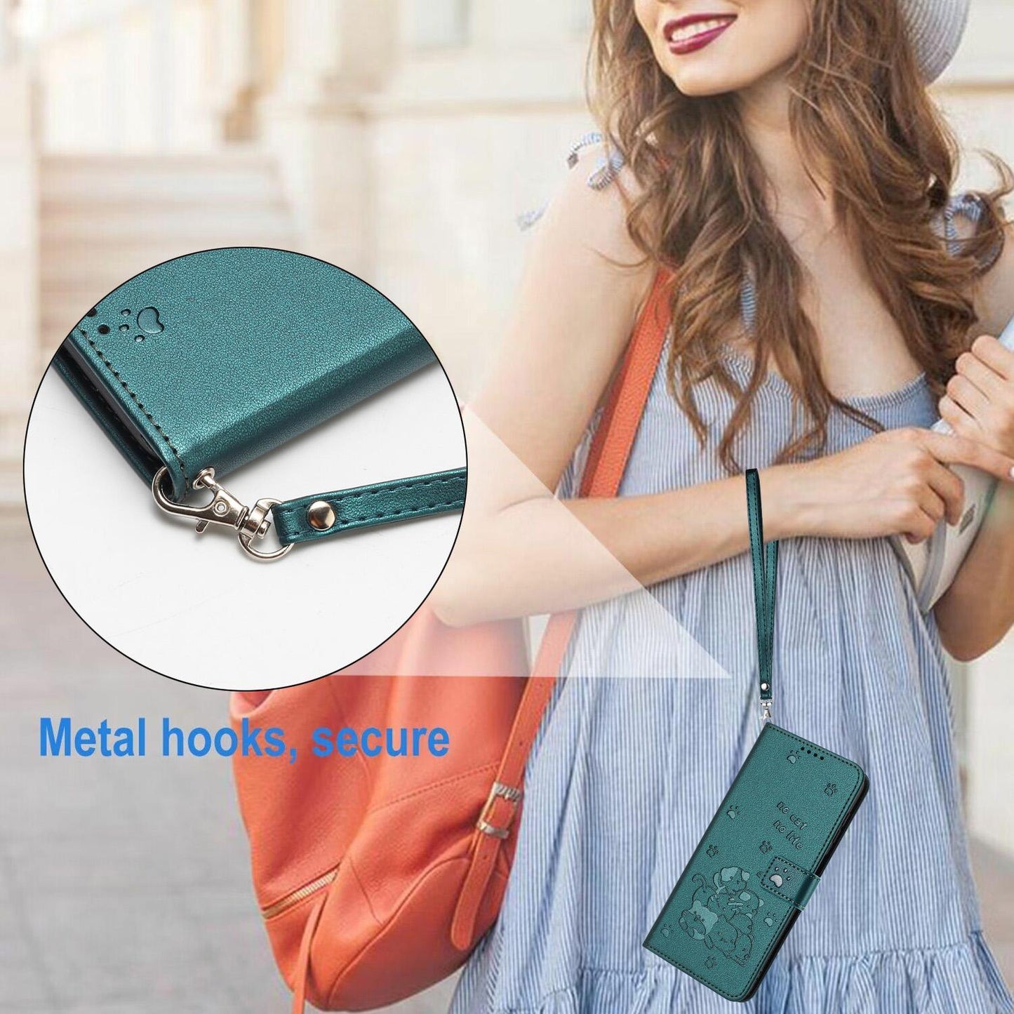 For Redmi K90 Pro Max / Poco F8 Ultra Embossed Kitten Phone Leather Case with Lanyard(Dark Green)