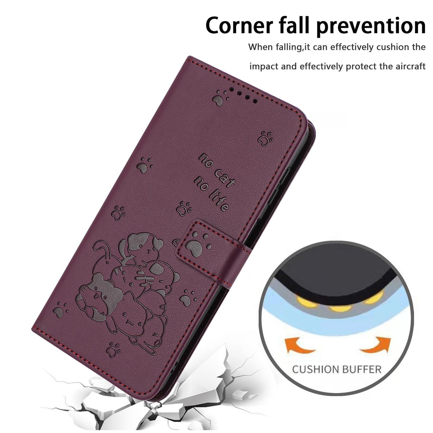 For Redmi K90 Pro Max / Poco F8 Ultra Embossed Kitten Phone Leather Case with Lanyard(Wine Red)