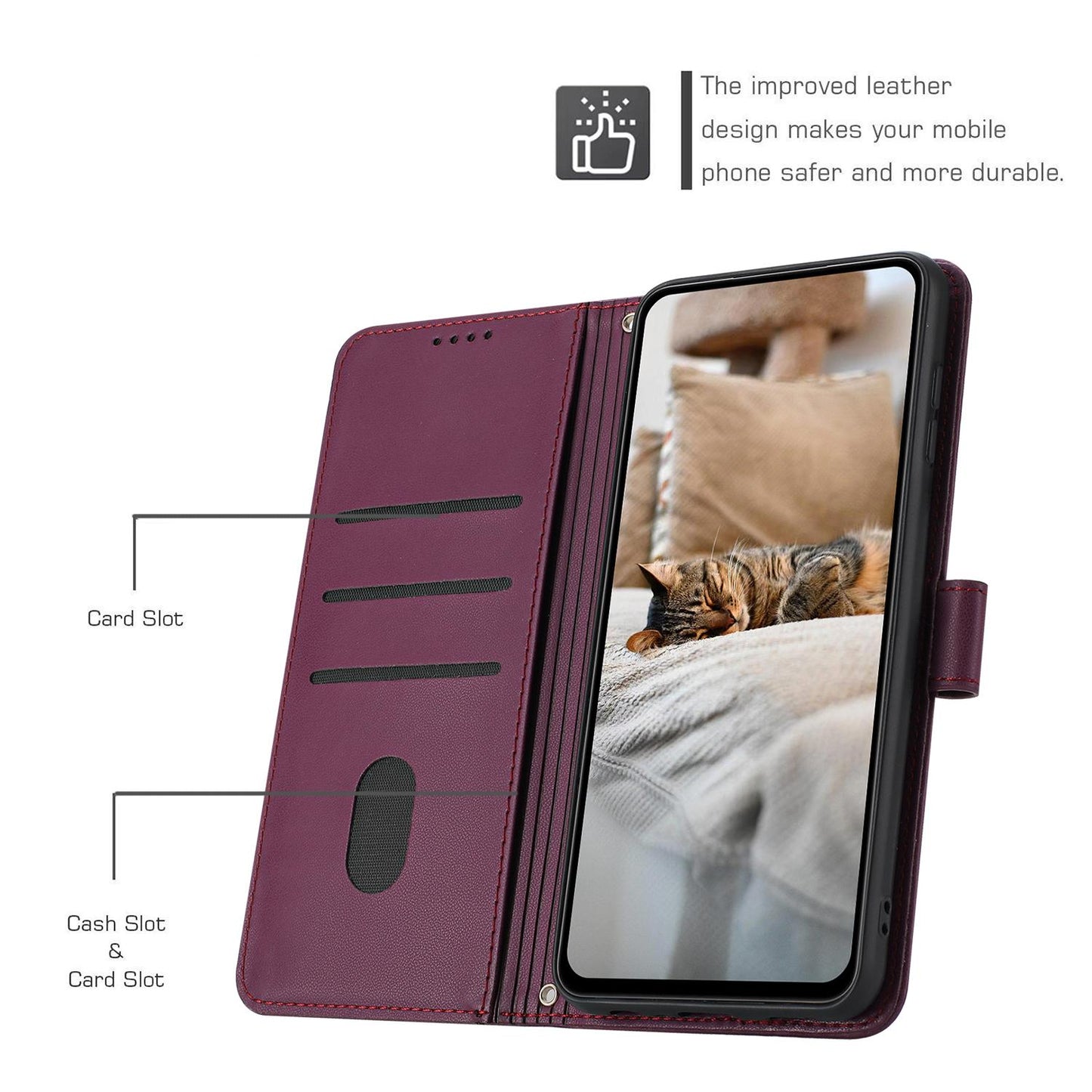 For Redmi K90 Pro Max / Poco F8 Ultra Embossed Kitten Phone Leather Case with Lanyard(Wine Red)
