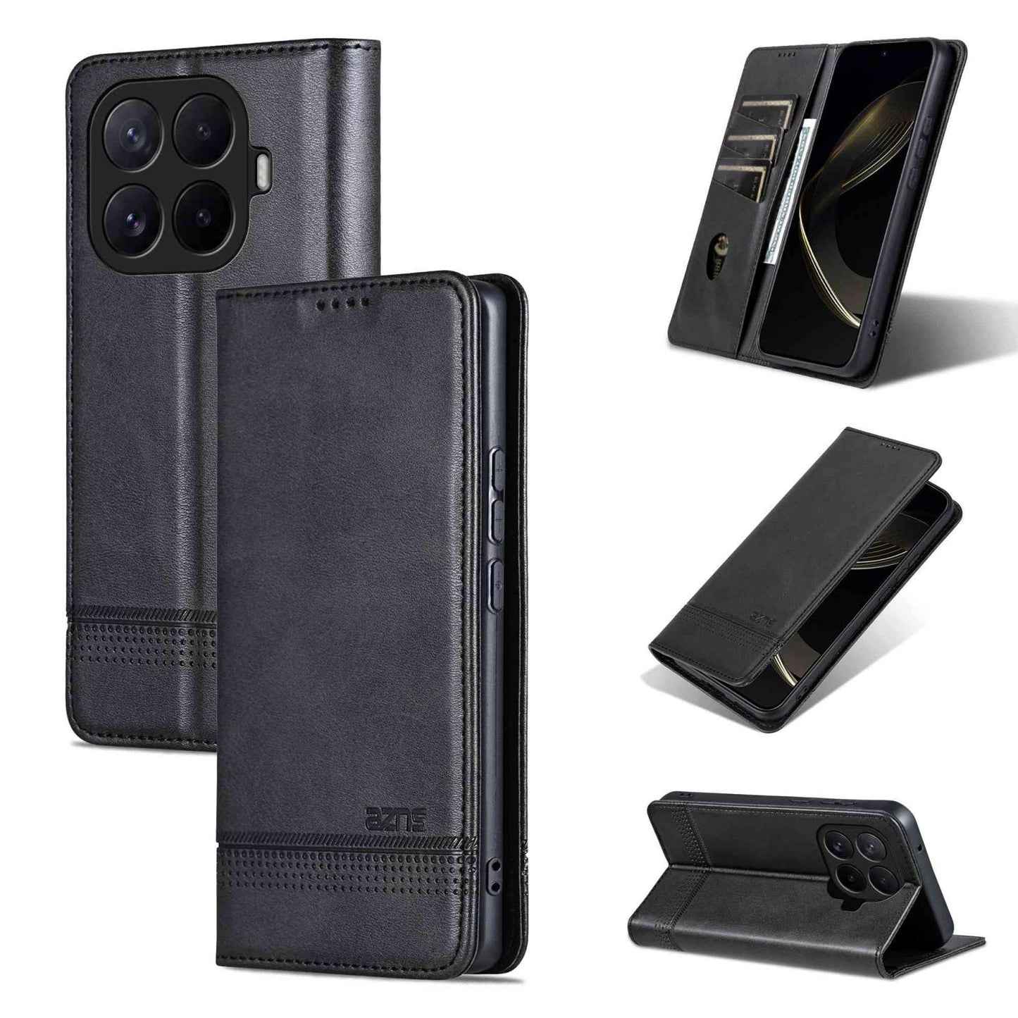 For Xiaomi 17T Pro 5G AZNS Magnetic Calf Texture Flip Leather Phone Case(Black)