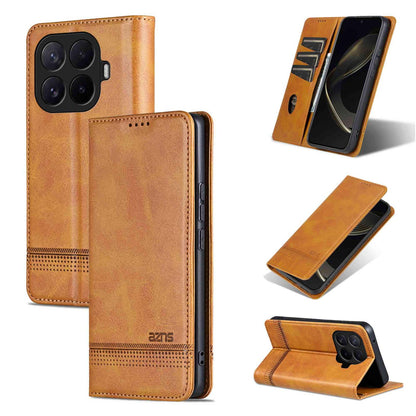 For Xiaomi 17T Pro 5G AZNS Magnetic Calf Texture Flip Leather Phone Case(Light Brown)
