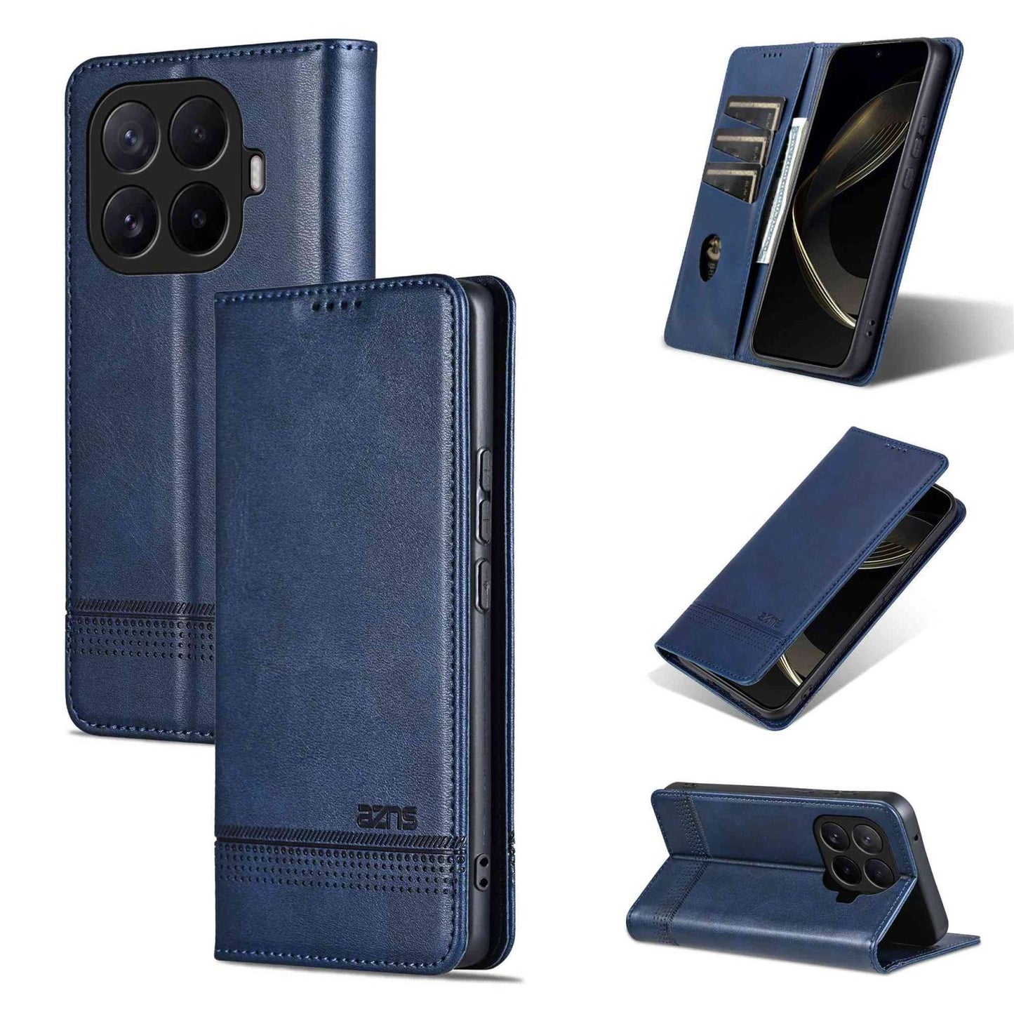 For Xiaomi 17T 5G AZNS Magnetic Calf Texture Flip Leather Phone Case(Dark Blue)
