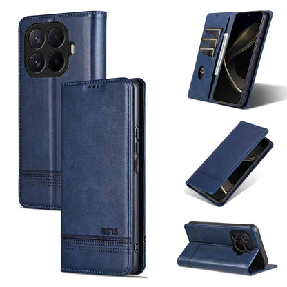 For Xiaomi 17T 5G AZNS Magnetic Calf Texture Flip Leather Phone Case(Dark Blue)