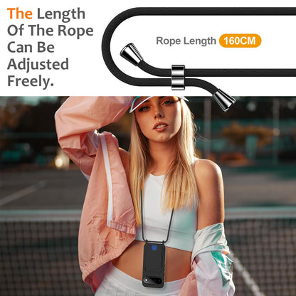 For Google Pixel 11 Integrated Card Bag Solid Color Liquid Silicone Phone Case with Lanyard - Black - EDA007189112C