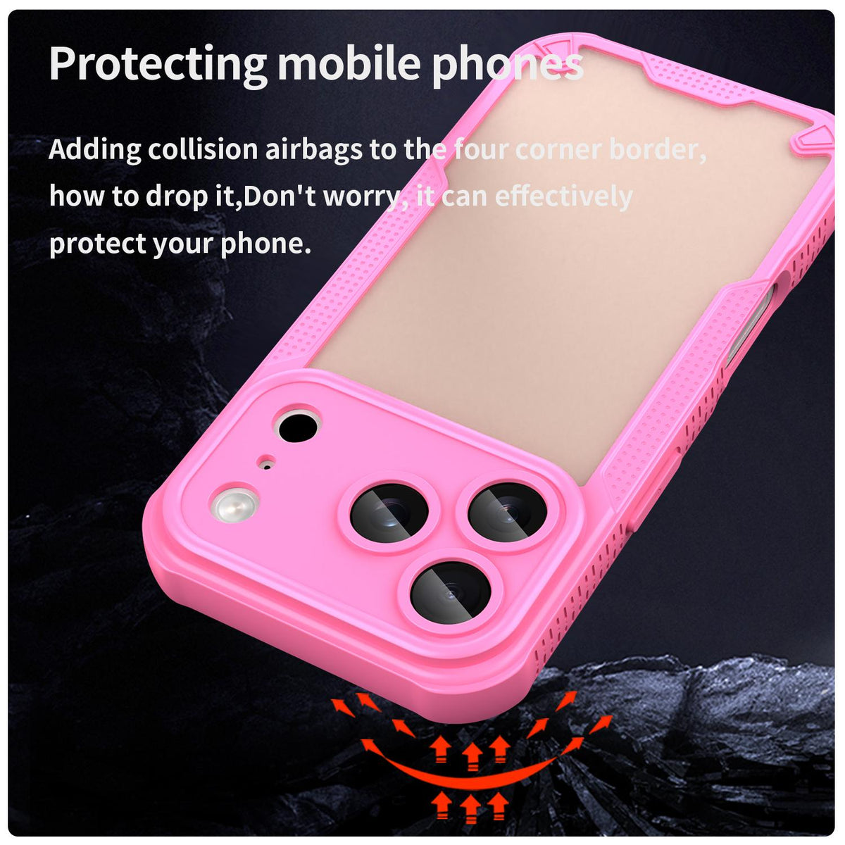For iPhone 18 Pro Armor Glaze PC Hybrid TPU Phone Case - Pink - EDA007225339A