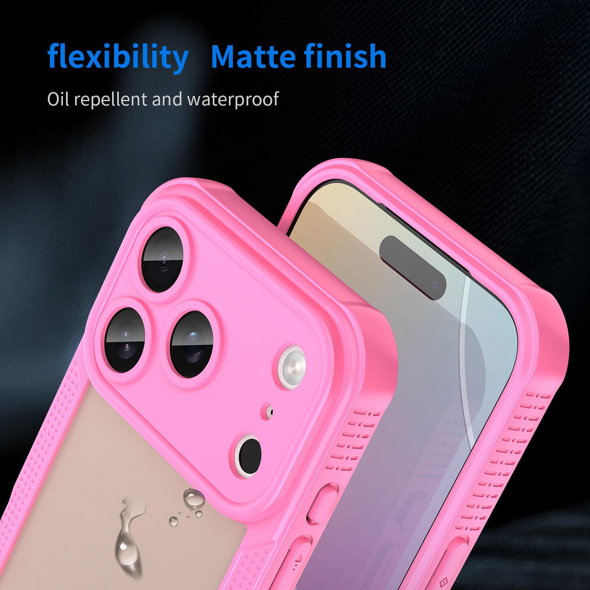 For iPhone 18 Pro Armor Glaze PC Hybrid TPU Phone Case - Pink - EDA007225339A