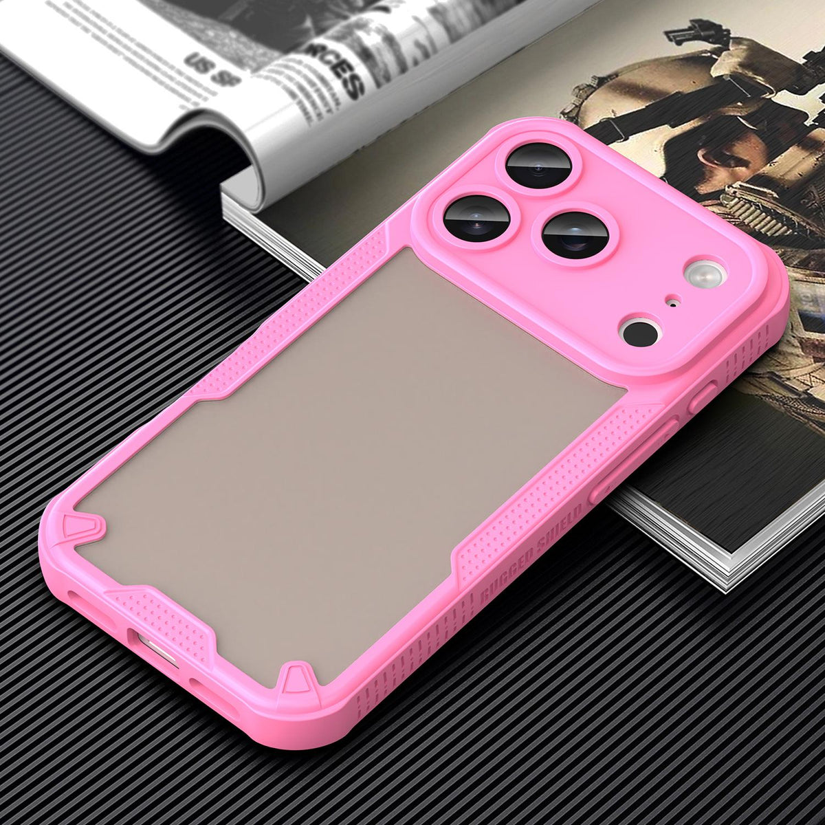 For iPhone 18 Pro Armor Glaze PC Hybrid TPU Phone Case - Pink - EDA007225339A