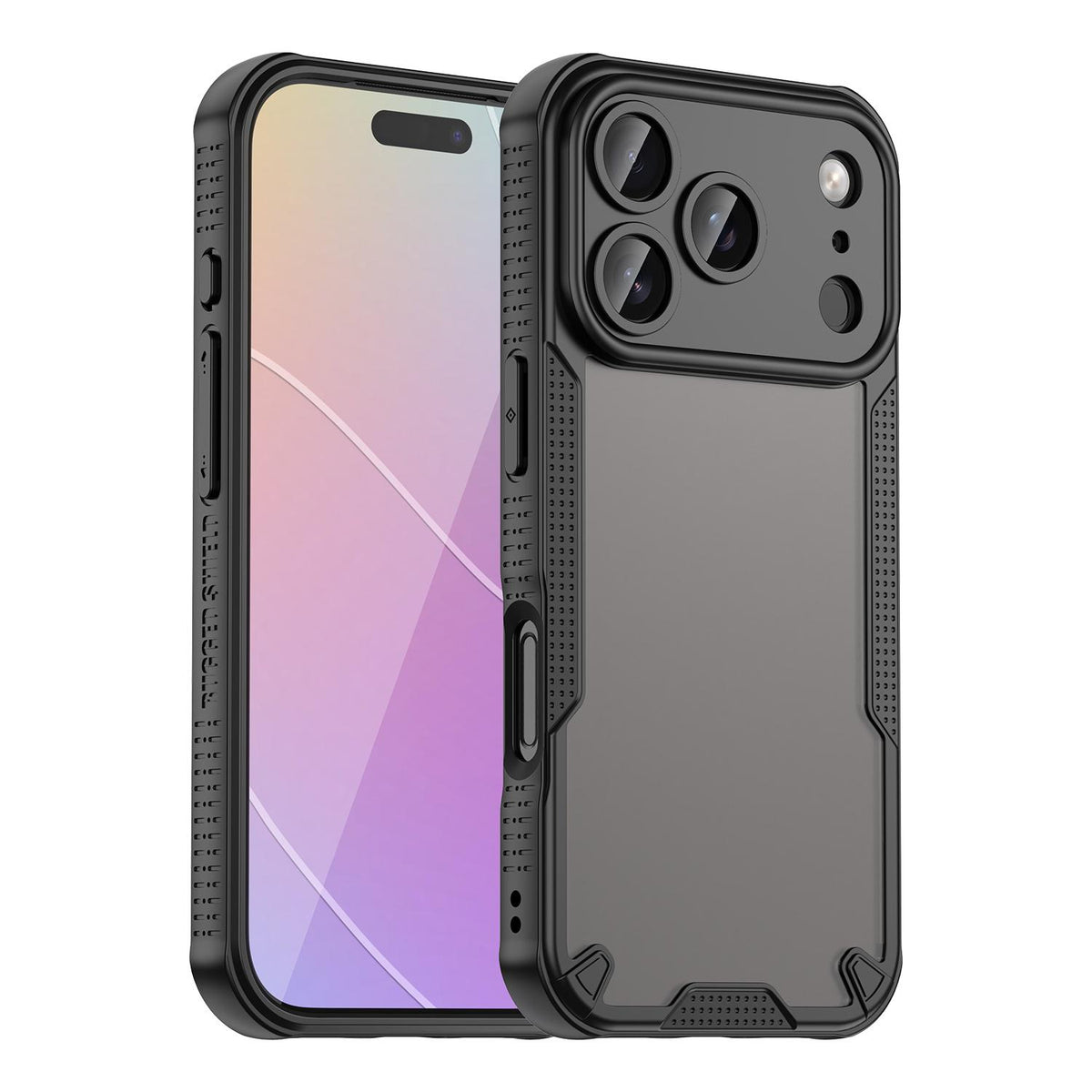 For iPhone 18 Pro Armor Glaze PC Hybrid TPU Phone Case - Black - EDA007225339B