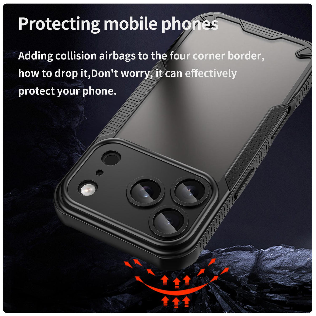 For iPhone 18 Pro Armor Glaze PC Hybrid TPU Phone Case - Black - EDA007225339B
