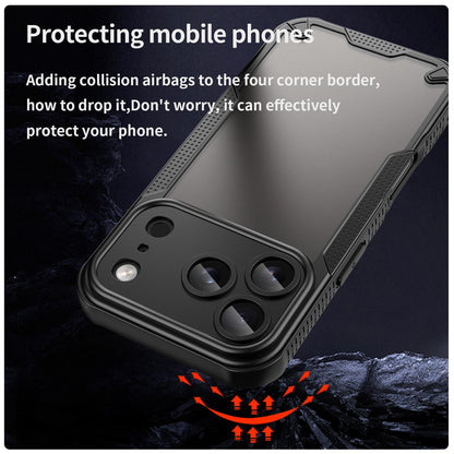 For iPhone 18 Pro Armor Glaze PC Hybrid TPU Phone Case - Black - EDA007225339B