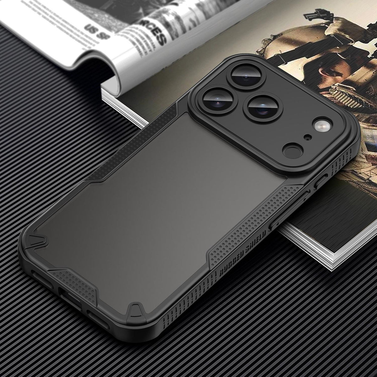 For iPhone 18 Pro Armor Glaze PC Hybrid TPU Phone Case - Black - EDA007225339B