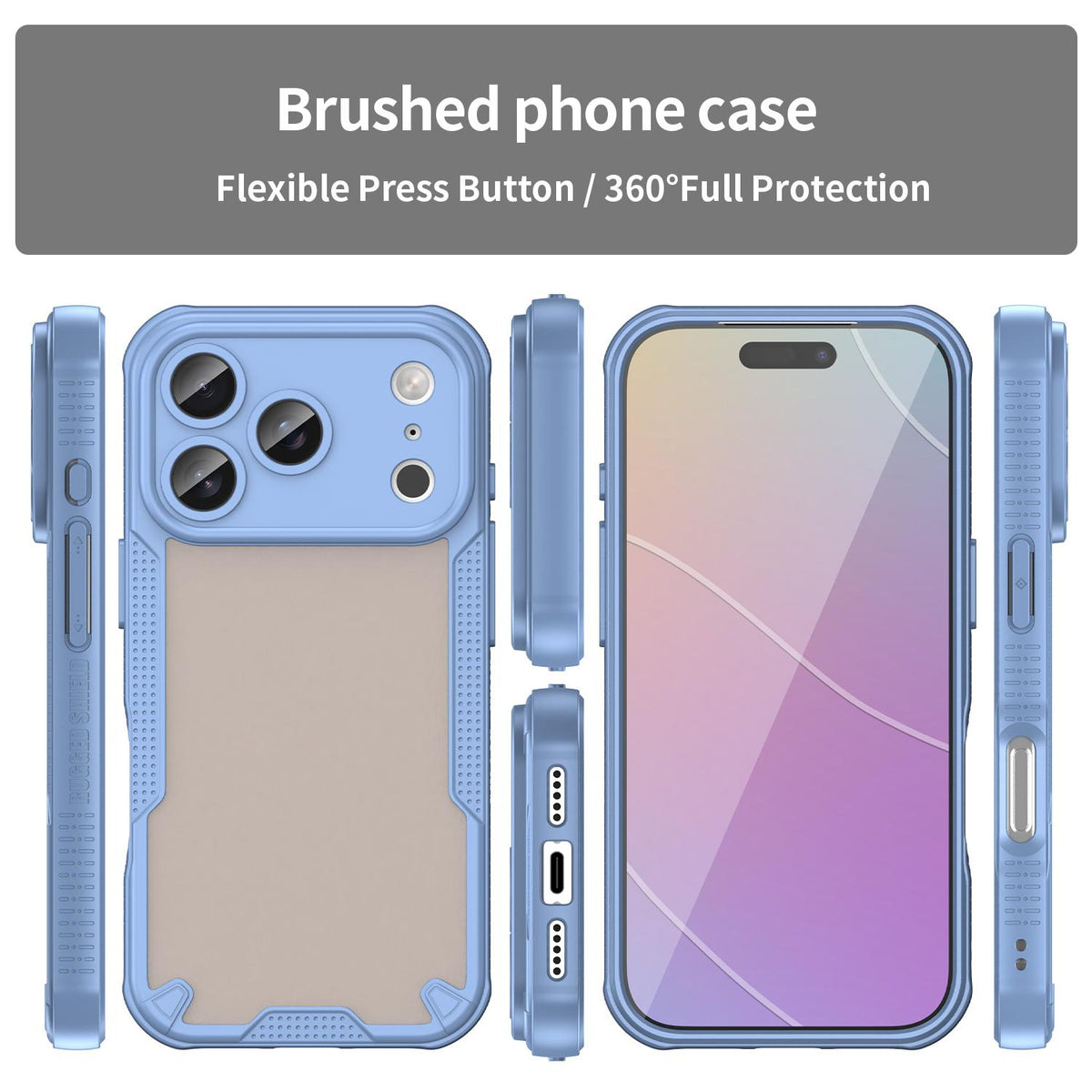 For iPhone 18 Pro Armor Glaze PC Hybrid TPU Phone Case - Blue - EDA007225339C