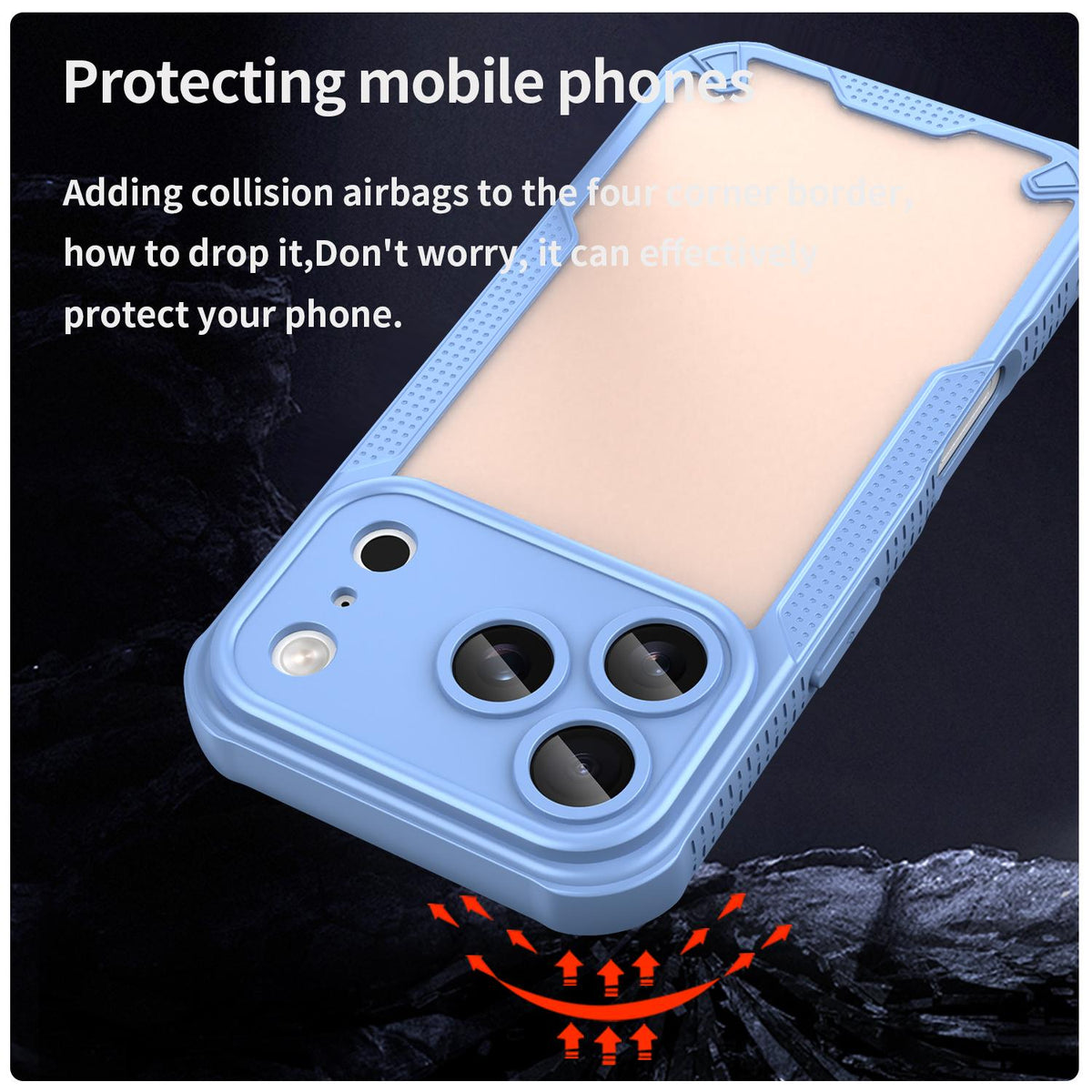For iPhone 18 Pro Armor Glaze PC Hybrid TPU Phone Case - Blue - EDA007225339C