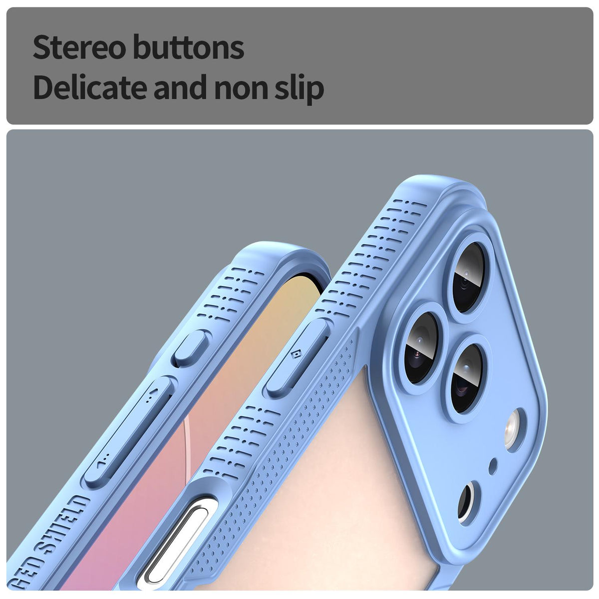 For iPhone 18 Pro Armor Glaze PC Hybrid TPU Phone Case - Blue - EDA007225339C