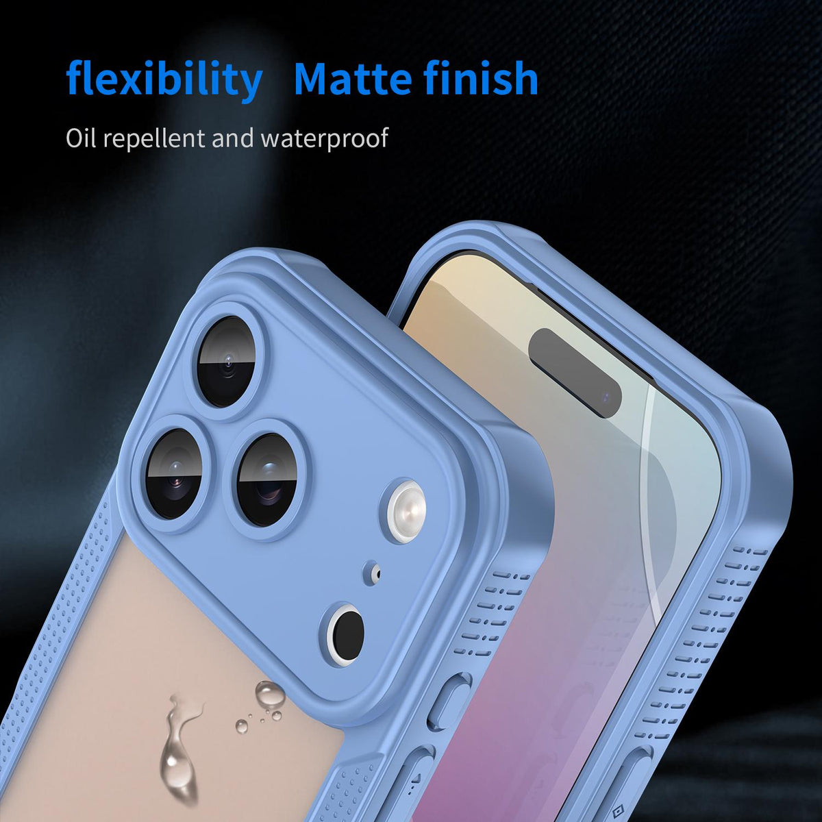 For iPhone 18 Pro Armor Glaze PC Hybrid TPU Phone Case - Blue - EDA007225339C
