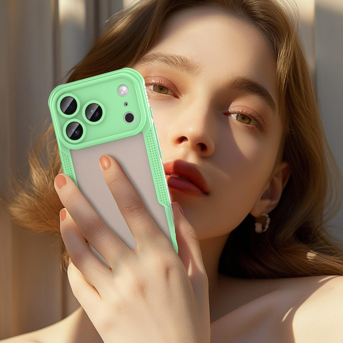 For iPhone 18 Pro Armor Glaze PC Hybrid TPU Phone Case - Green - EDA007225339D
