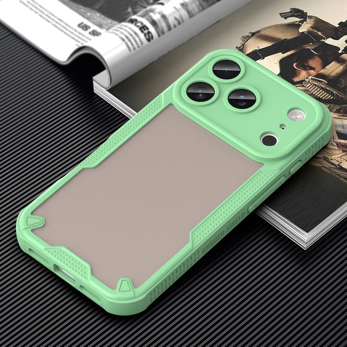 For iPhone 18 Pro Armor Glaze PC Hybrid TPU Phone Case - Green - EDA007225339D