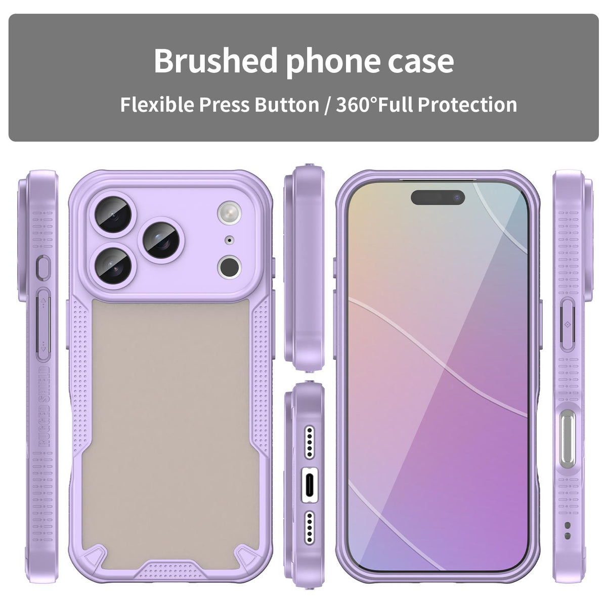 For iPhone 18 Pro Armor Glaze PC Hybrid TPU Phone Case - Purple - EDA007225339E