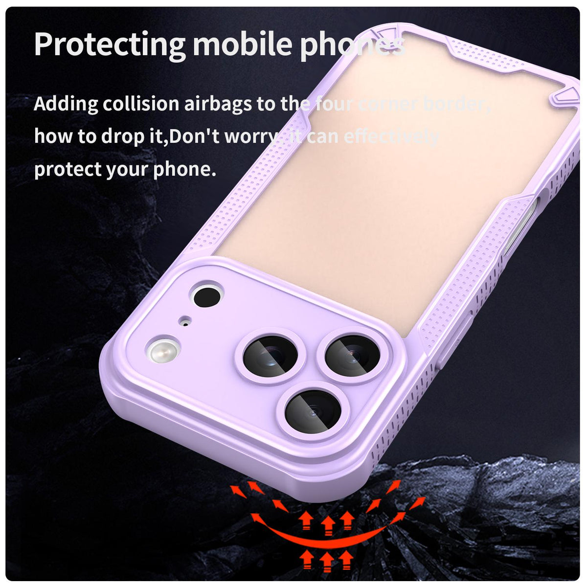 For iPhone 18 Pro Armor Glaze PC Hybrid TPU Phone Case - Purple - EDA007225339E