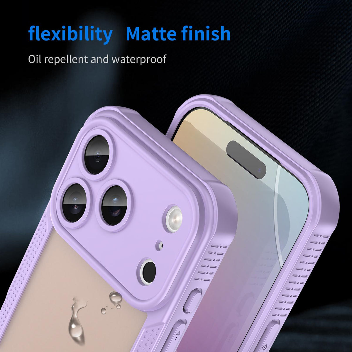 For iPhone 18 Pro Armor Glaze PC Hybrid TPU Phone Case - Purple - EDA007225339E