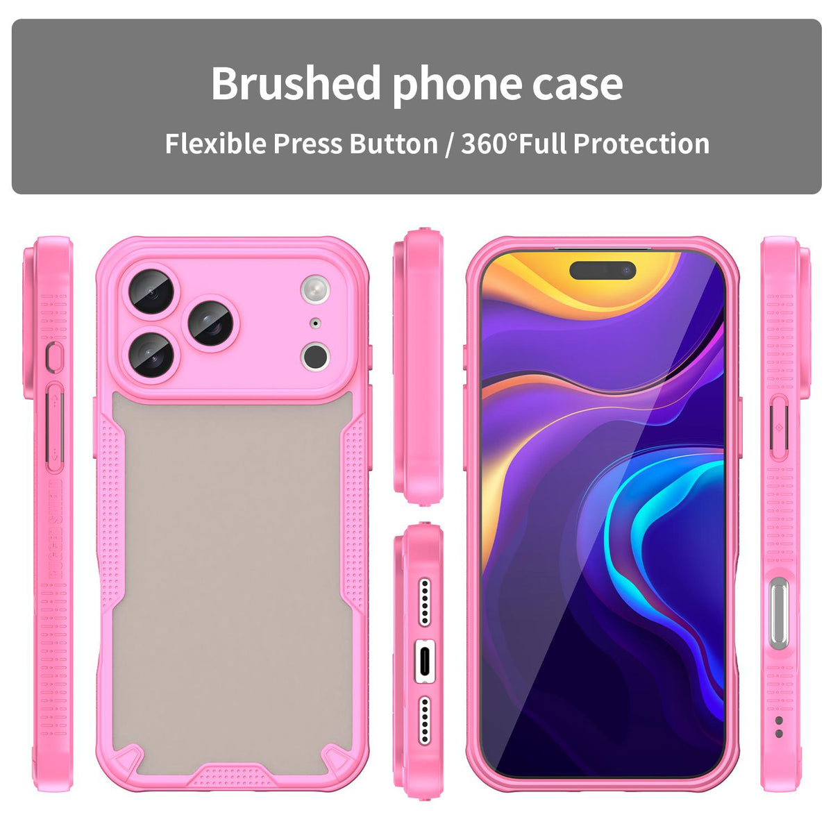 For iPhone 18 Pro Max Armor Glaze PC Hybrid TPU Phone Case - Pink - EDA007225340A